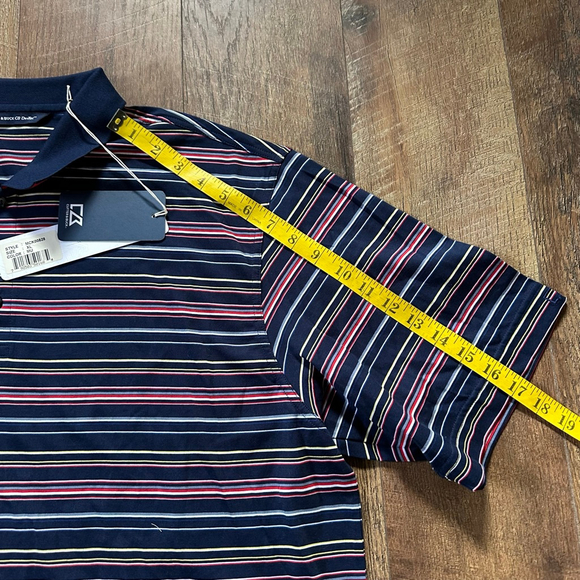 Men's Cutter & Buck Navy Striped Polo Shirt XL - Picture 7 of 13